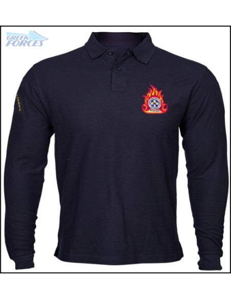 POLO ΜΠΛΕ ΜΑΚΡΥΜΑΝΙΚΟ ΠΥΡΟΣΒΕΣΤΙΚΗΣ + FIRE CORPS 65-35POL COTTON