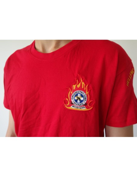 Τ-SHIRT KOKKINO ΠΥΡΟΣΒΕΣΤΙΚΗΣ+FIRE CORPS ΕΠΟΧΙΚΟΣ