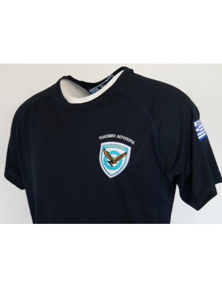 Τ-SHIRT QUICK DRY ΜΠΛΕ ΑΕΡΟΠΟΡΙΑΣ ΜΕ ΠΛΑΤΗ ΠΟΛΕΜΙΚΗ ΑΕΡΟΠΟΡΙΑ