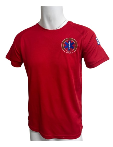T-SHIRT QUICK DRY ΚΟΚΚΙΝΟ ΕΚΑΒ ΣΤΗΘΟΣ ΠΛΑΤΗ ΓΡΑΜΜΑΤΑ ΚΑΙ ΣΗΜΑΙΑ